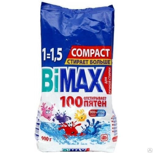 Стиральный порошок 900 г "BiMAX" ручная стирка 100 пятен мягк. упак. Стиральный порошок 900 г "BiMAX" ручная стирка 100 пятен мягк. упак.